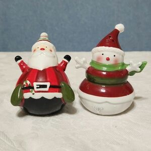 Santa And Snowman Salt And Pepper Shakers
